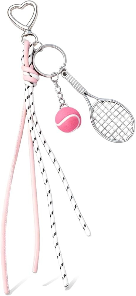 Long tiantian Tennis Keychain for Women Cute Sports Ball Heart Rope Tassel Purse Backpack Bag Cha... | Amazon (US)