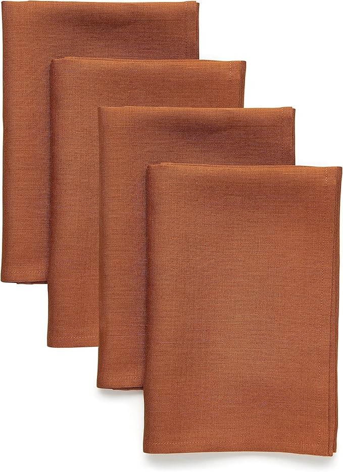 Solino Home Cinnamon Linen Napkins 20 x 20 Inch – 100% Pure Linen Dinner Napkins Set of 4 – W... | Amazon (US)