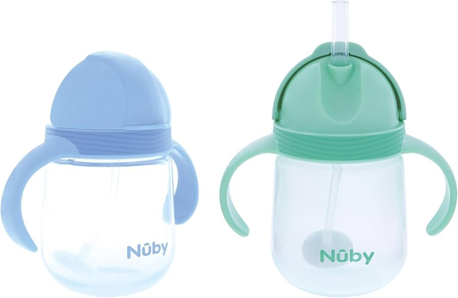 Nuby No-Spill Clik-it Silicone Straw Toddler Cup - (2 Pack) 8 oz - 360 Weighted Straw Toddler Sip... | Amazon (US)