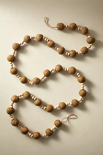 Wood Bead + Felted Wire Garland | Anthropologie (US)