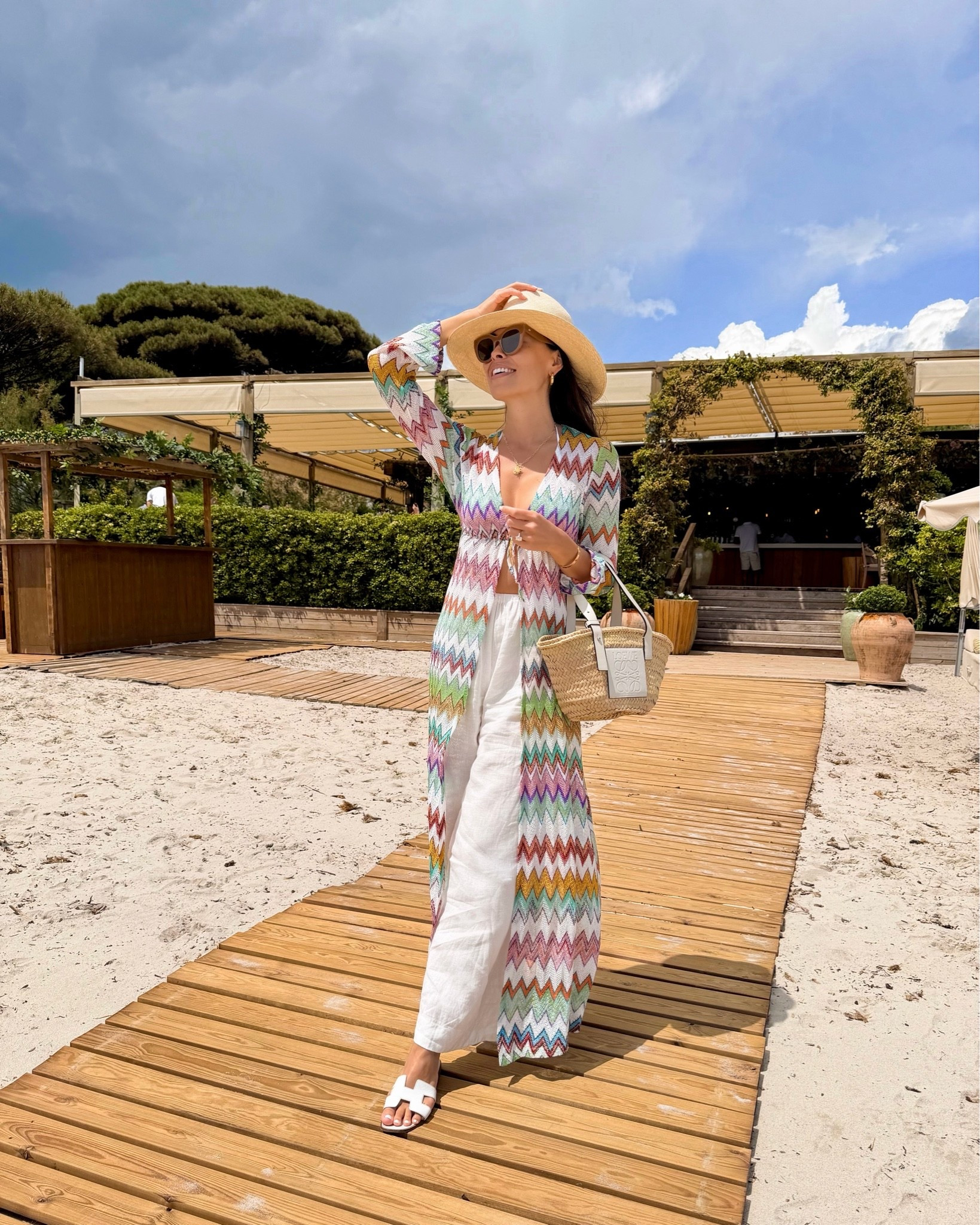 Missoni coverup, St. Tropez, linen pants.

#LTKootd #LTKSeasonal #LTKSwim