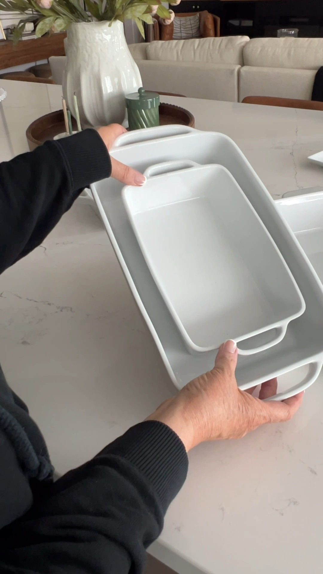 My favorite serving and hosting pieces! White baking dishes, cake plates, unique glassware, triangular glassware, ceramic cheese plate, ribbed water pitcher, glass water, pitcher with ball, lasagna dish, white dishes, white dish set, hosting pieces, hosting dishware

#LTKHome #LTKfoodie #LTKSaleAlert