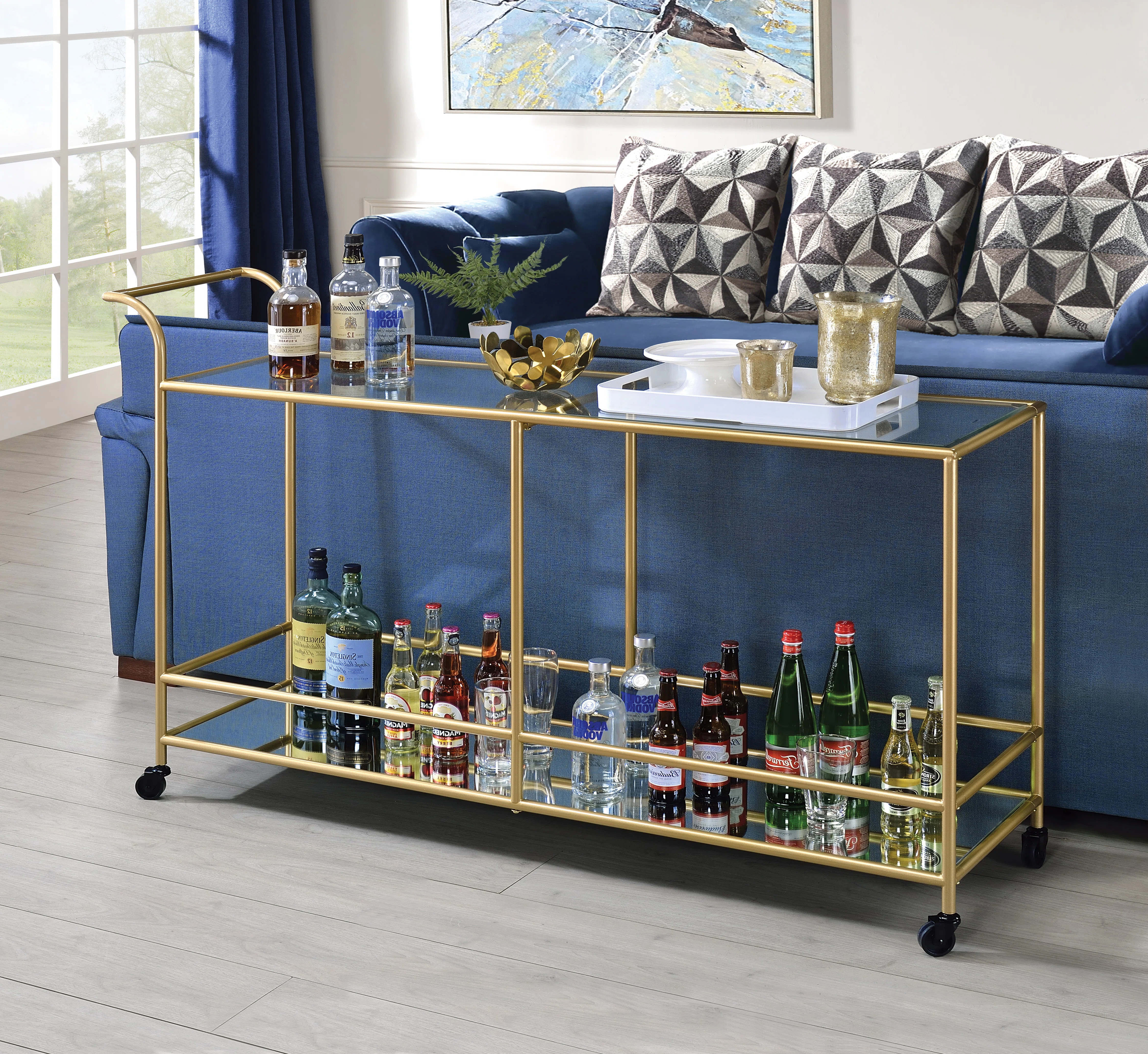 Dejerinett Bar Cart in Clear and Gold | Wayfair North America