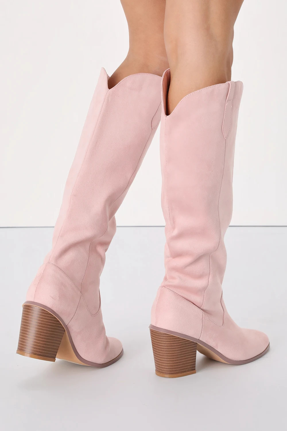 Renuu Rose Quartz Suede Pointed-Toe Knee-High Boots | Lulus (US)