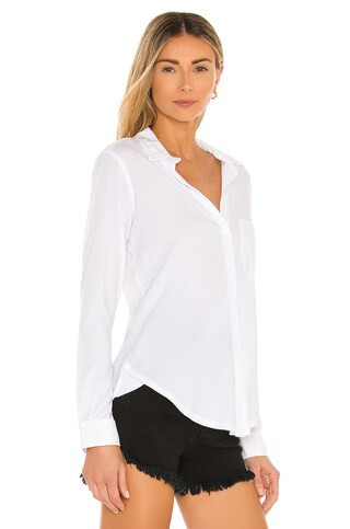 Bobi Light Weight Jersey Button Down in White from Revolve.com | Revolve Clothing (Global)