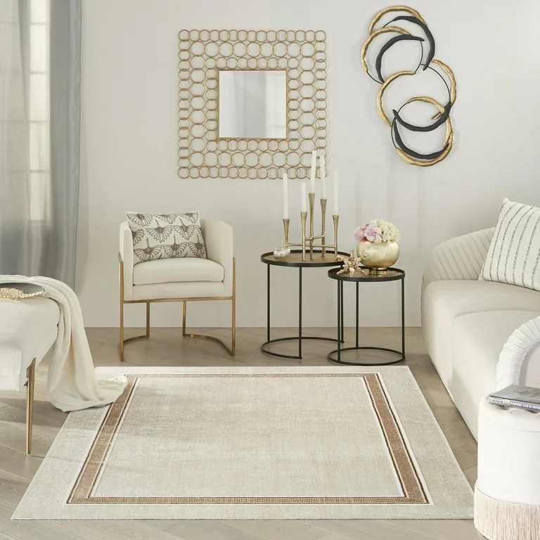 Nourison Glam Geometric Ivory Cream 5'3" x 7'3" Area Rug, (5x7) | Walmart (US)