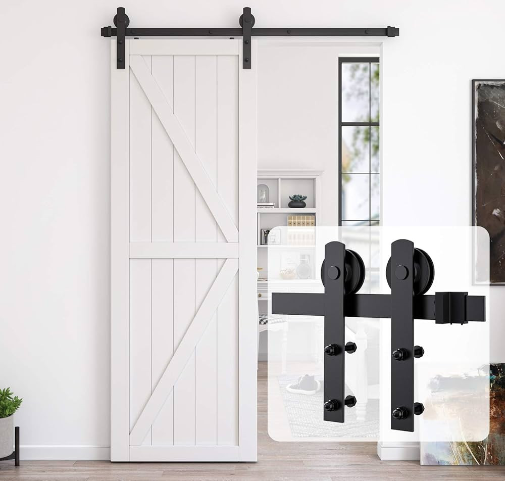 5ft Heavy Duty Sturdy Sliding Barn Door Hardware Kit for Single Door, Easy to Install and Reusabl... | Amazon (US)