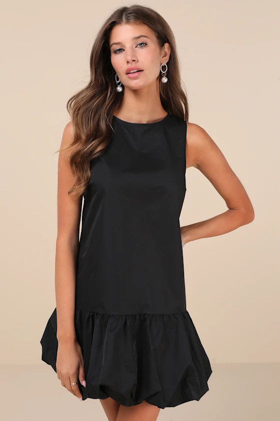 Tamilo Black Sleeveless Bubble-Hem Mini Dress | Lulus