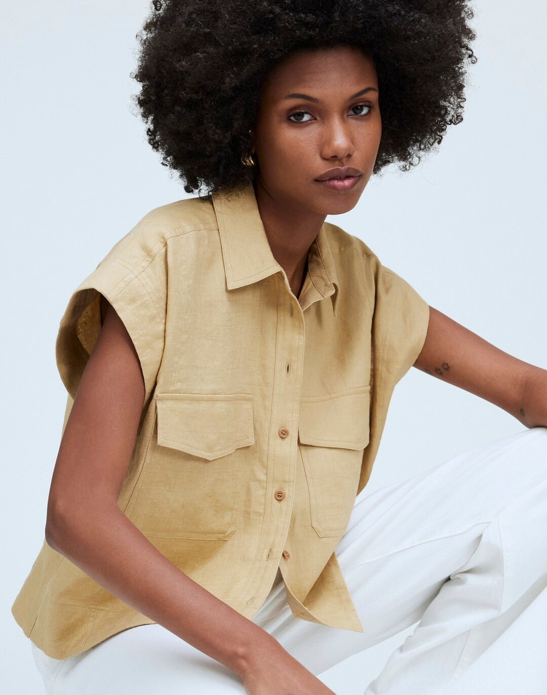 Flap-Pocket Button-Up Shirt in 100% Linen | Madewell