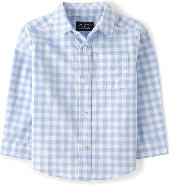 The Children's Place Big Boys' Long Sleeve Poplin Button Down Shirt | Amazon (US)
