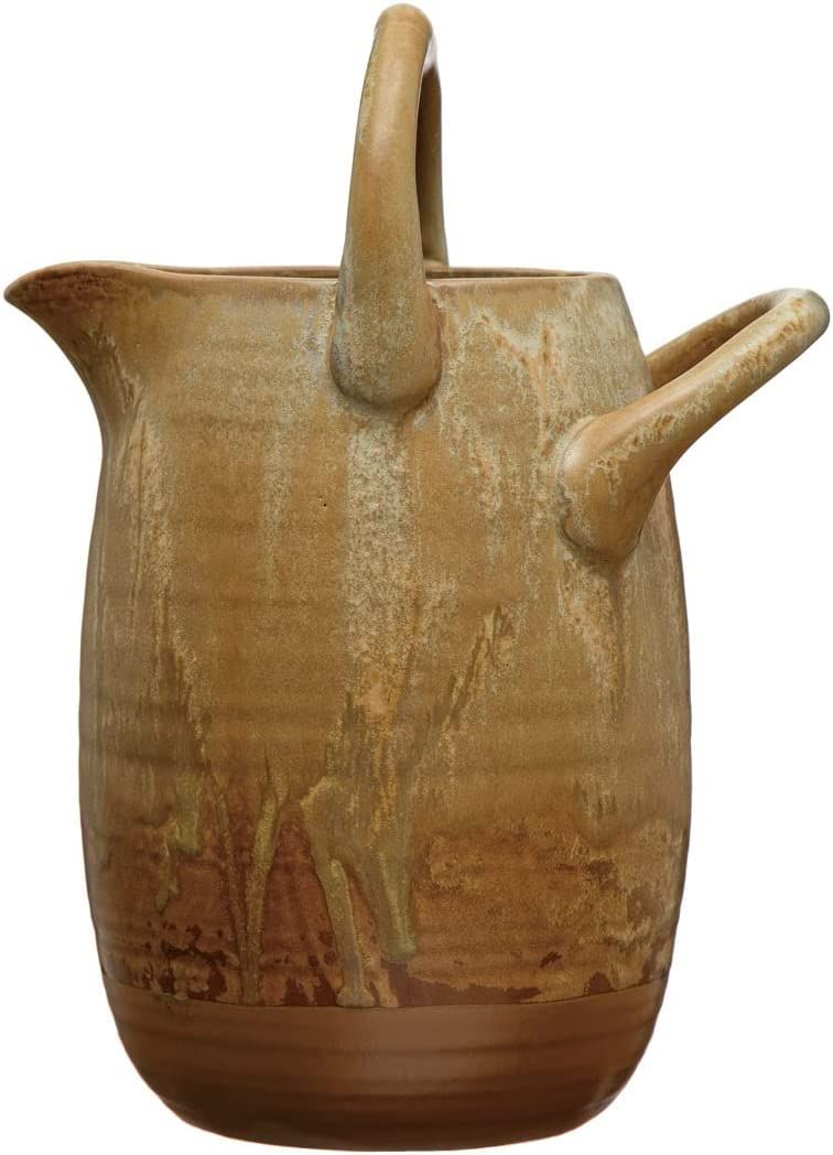 Creative Co-Op Stoneware Watering Handles, Reactive Glaze Pitcher, 7" L x 5" W x 10" H, Tan | Amazon (US)