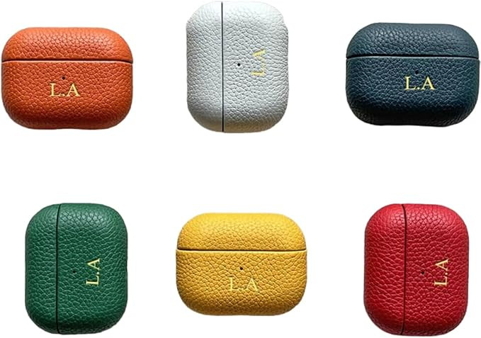 Custom Initials Leather Case – Compatible with AirPods 1/2 / 3/4 / Pro – Personalized with Yo... | Amazon (US)