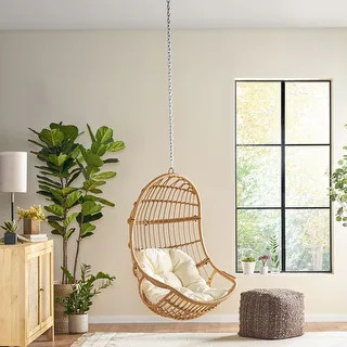 Richards Wicker Hanging Chair (No Stand) by Christopher Knight Home - Gray + Dark Gray | Bed Bath & Beyond