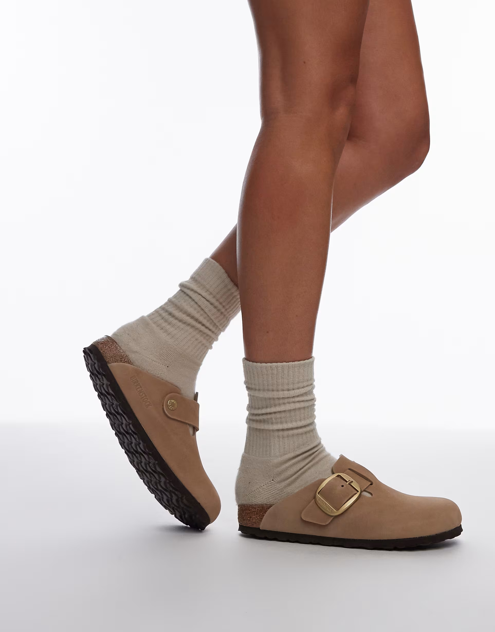 Birkenstock Boston big buckle clogs in sand | ASOS (Global)
