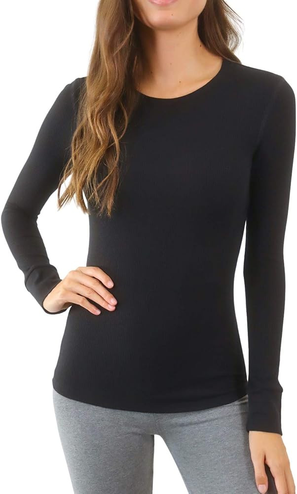 Women's Long Sleeve Waffle Knit Stretch Cotton Thermal Underwear Shirt | Amazon (US)