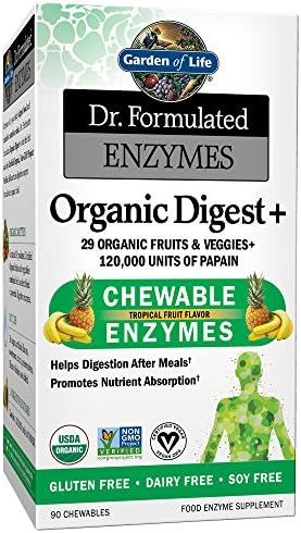 Garden of Life Organic Chewable Enzyme Supplement - Dr. Formulated Enzymes Organic Digest+, 90 Ch... | Amazon (US)