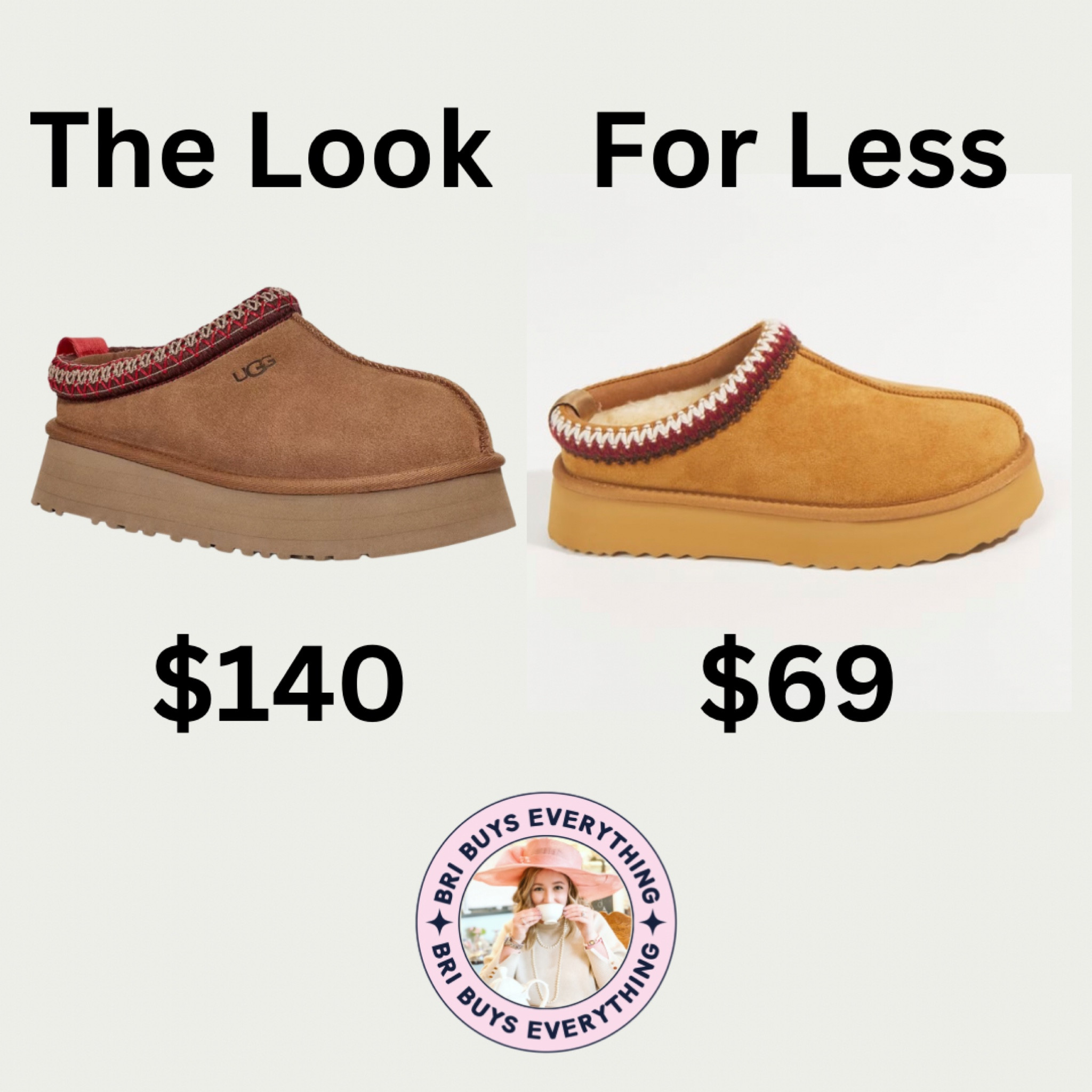 SWIPE ➡️ THE LOOK FOR LESS
If you love the coziness of UGGs, but hate the price tag that comes along, I found a fantastic dupe for the popular Tazz platform clog that is selling out everywhere. 

The best part? The dupes are HALF THE PRICE! 💰 

But I’m not the only shopaholic telling ya about it. People are flocking to the lookalike, and they are expected to sell out. 


#BriBuysEverything 
#BriBoughtItFirst so you can decide if you need it 

#ugg #uggboots #uggaustralia #uggslippers #uggtazz #uggtazzslipper #clogs #fallshoes #wintershoes #winterboots #fallfashiontrends #fallfashion #trending

#LTKstyletip #LTKfindsunder100 #LTKSeasonal