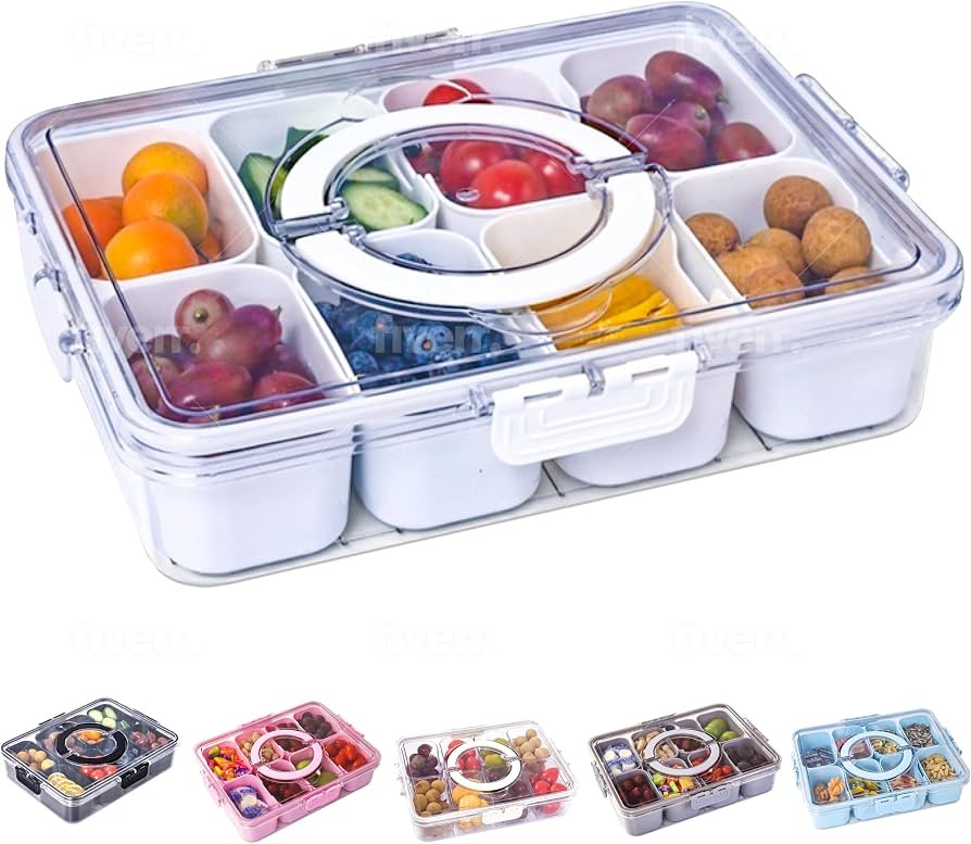 Snackle Box Container with Lid- Travel Charcuterie Box with Handle - Organizer for Candy, Fruit, ... | Amazon (US)