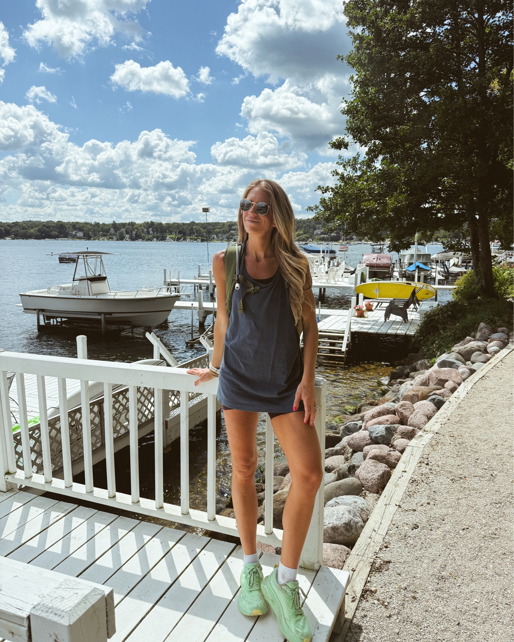 Hiking outfit I wore walking the shore path in lake Geneva. Sized down to small in tank and size small In hike shorts 

#LTKActive