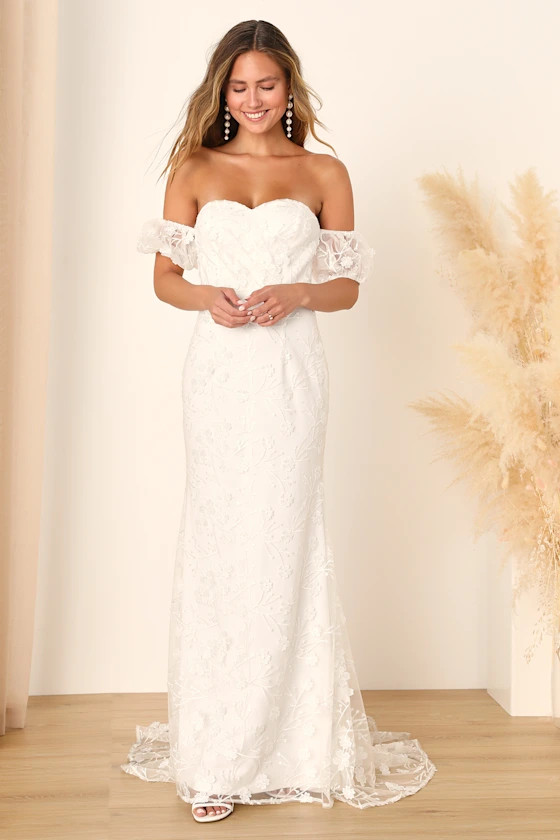 Magical Beginnings White 3D Floral Embroidered Maxi Dress | Lulus