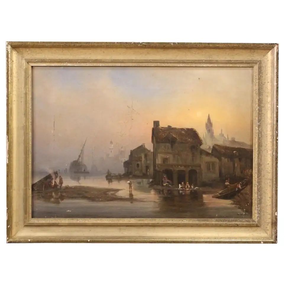 19th Century Oil on Canvas French Landscape Painting, 1870 | 1stDibs