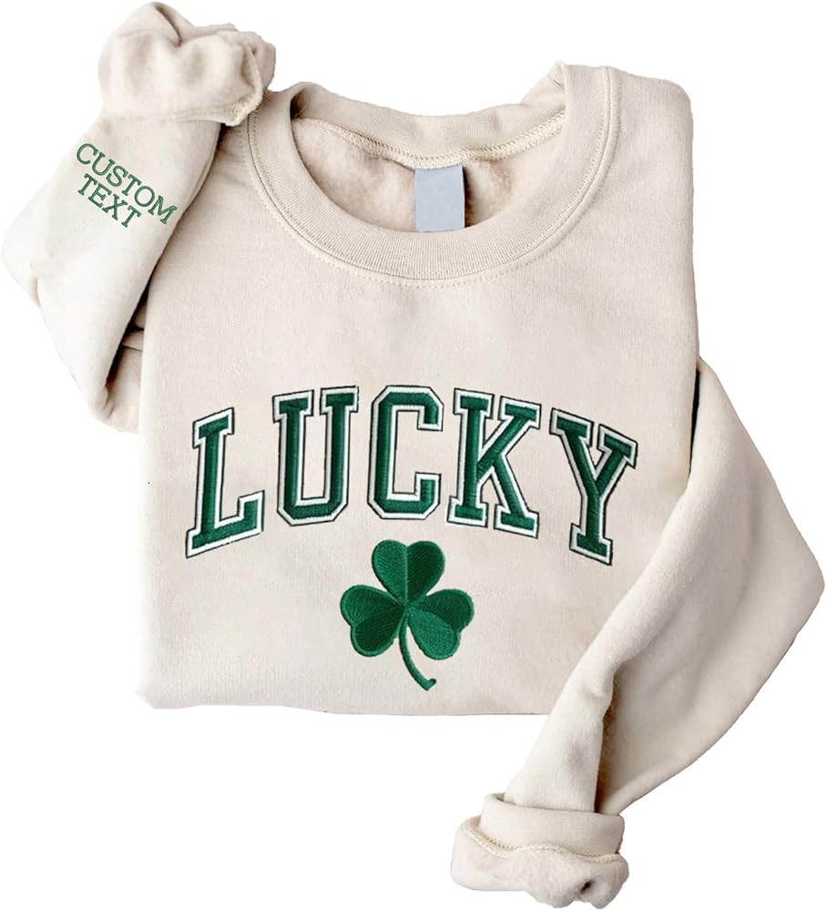 NAZENTI Personalized Embroidered St. Patricks Day Sweatshirt, Irish Unisex Crewneck Sweater, Cust... | Amazon (US)