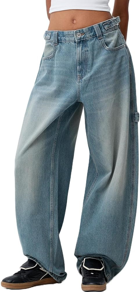 Women’s Baggy Jeans Y2k Hip Hop Wide Leg Jeans Vintage Casual Boyfriend Pants Teen Girls Loose ... | Amazon (US)