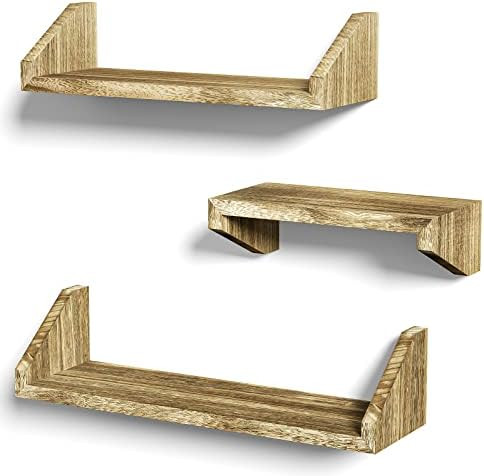 SZQINJI Floating Shelves Wall Mounted Solid Wood Shelf Display Ledge Storage Shelves for Living R... | Amazon (US)