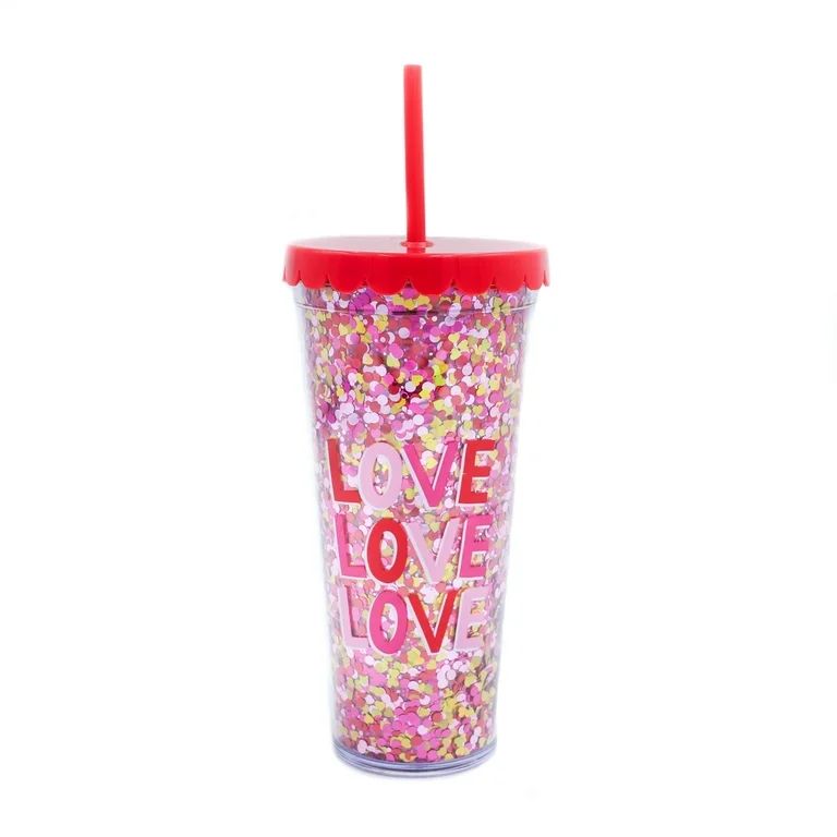 Packed Party Love 22 OZ. Glitter Tumbler, Double Wall, With straw, Plastic | Walmart (US)