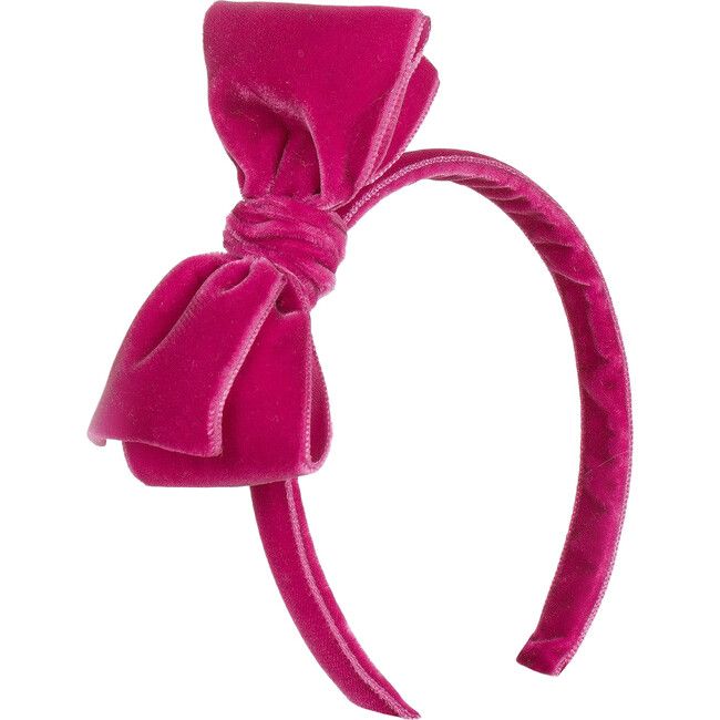 Velvet Big Bow Headband, Bright Pink | Maisonette