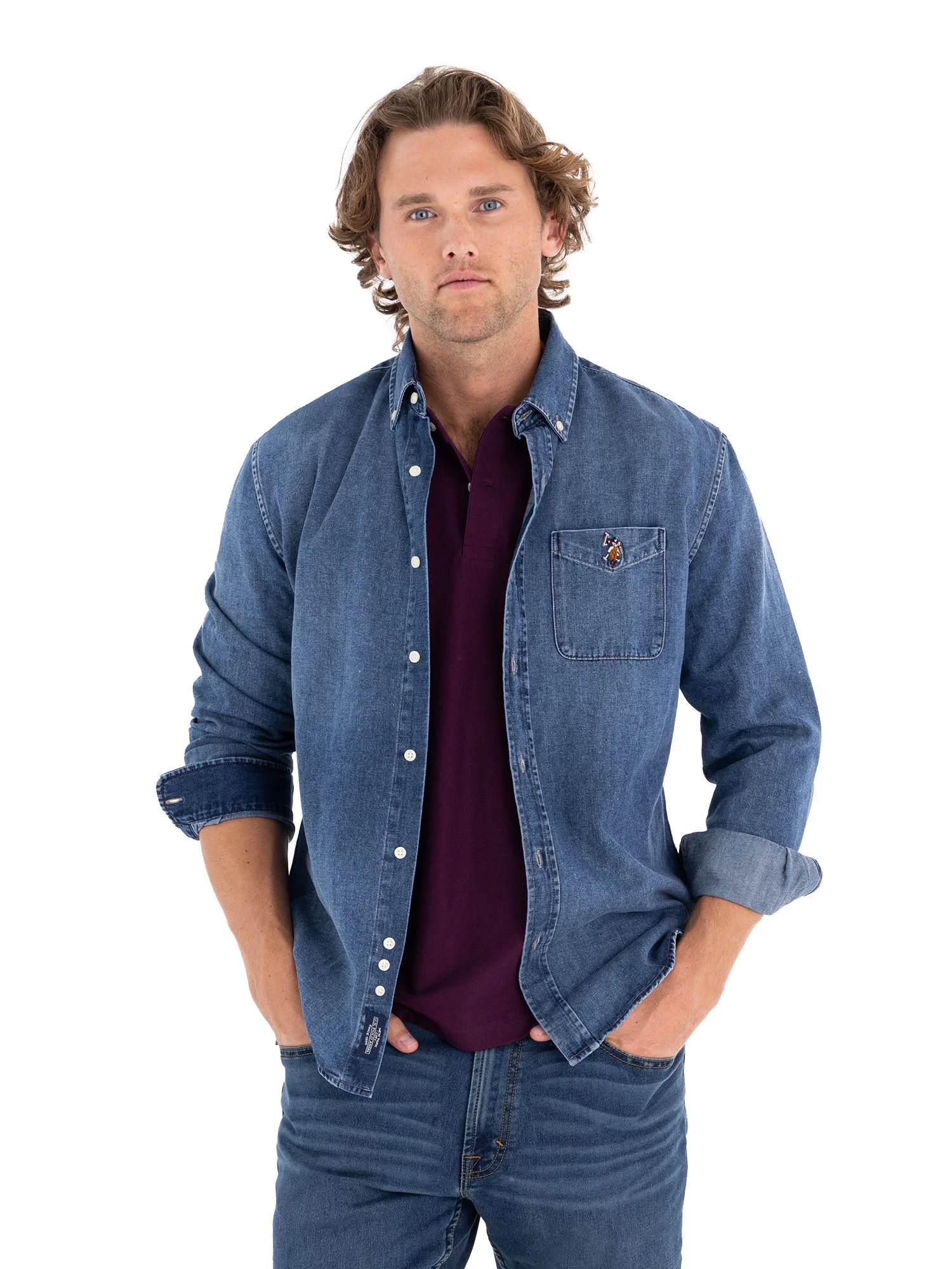 U.S. Polo Assn. Men's Long Sleeve Buttondown Shirt | Walmart (US)