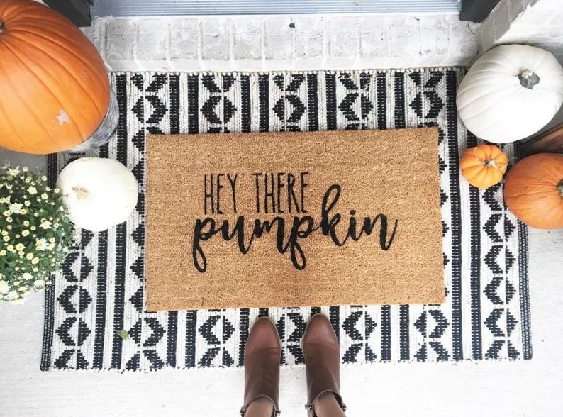 Hey There Pumpkin Doormat / Pumpkin Welcome Mat / Funny Doormat / Funny Door Mat / Closing Gift /... | Etsy (US)