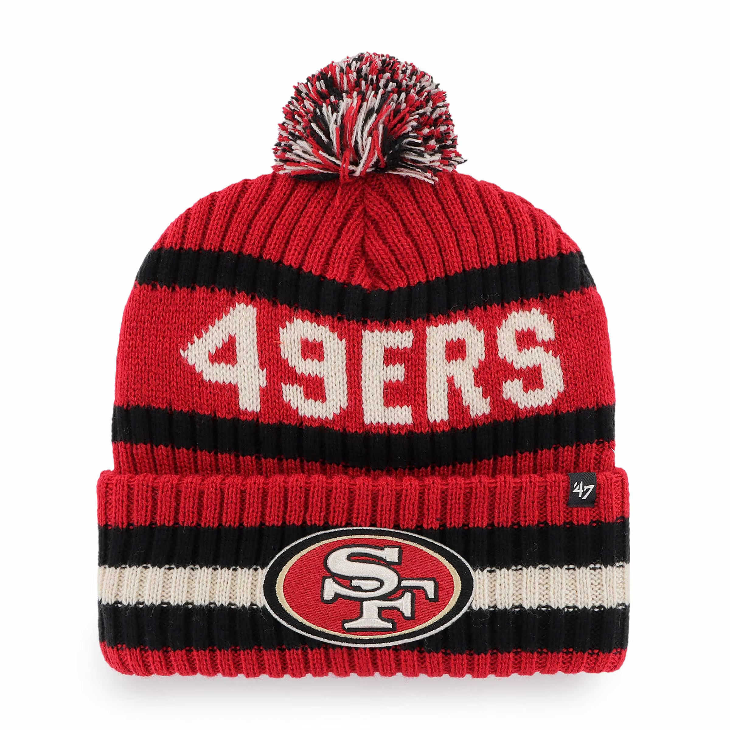 San Francisco 49ers '47 Bering Cuffed Knit Hat with Pom - Scarlet | Fanatics