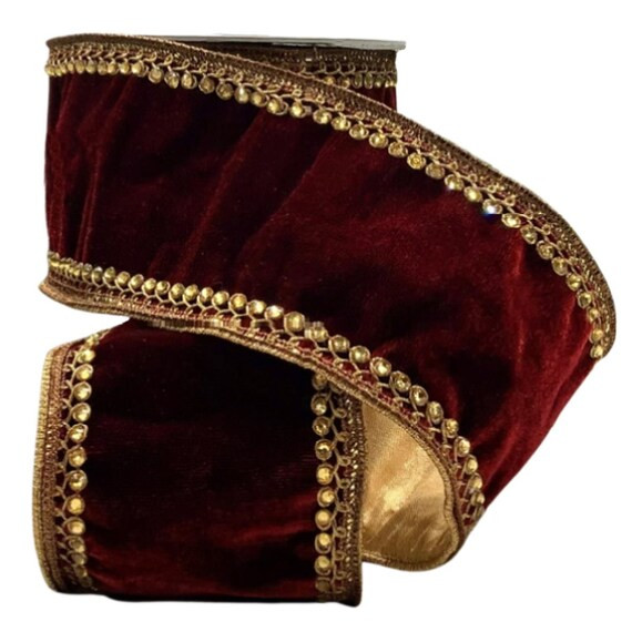 LUXE Designer Ribbon: 4 X 5yds Rich Burgundy Velvet - Etsy | Etsy (US)