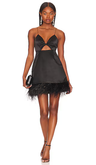 Necole Feather Hem Mini Dress in Black | Revolve Clothing (Global)
