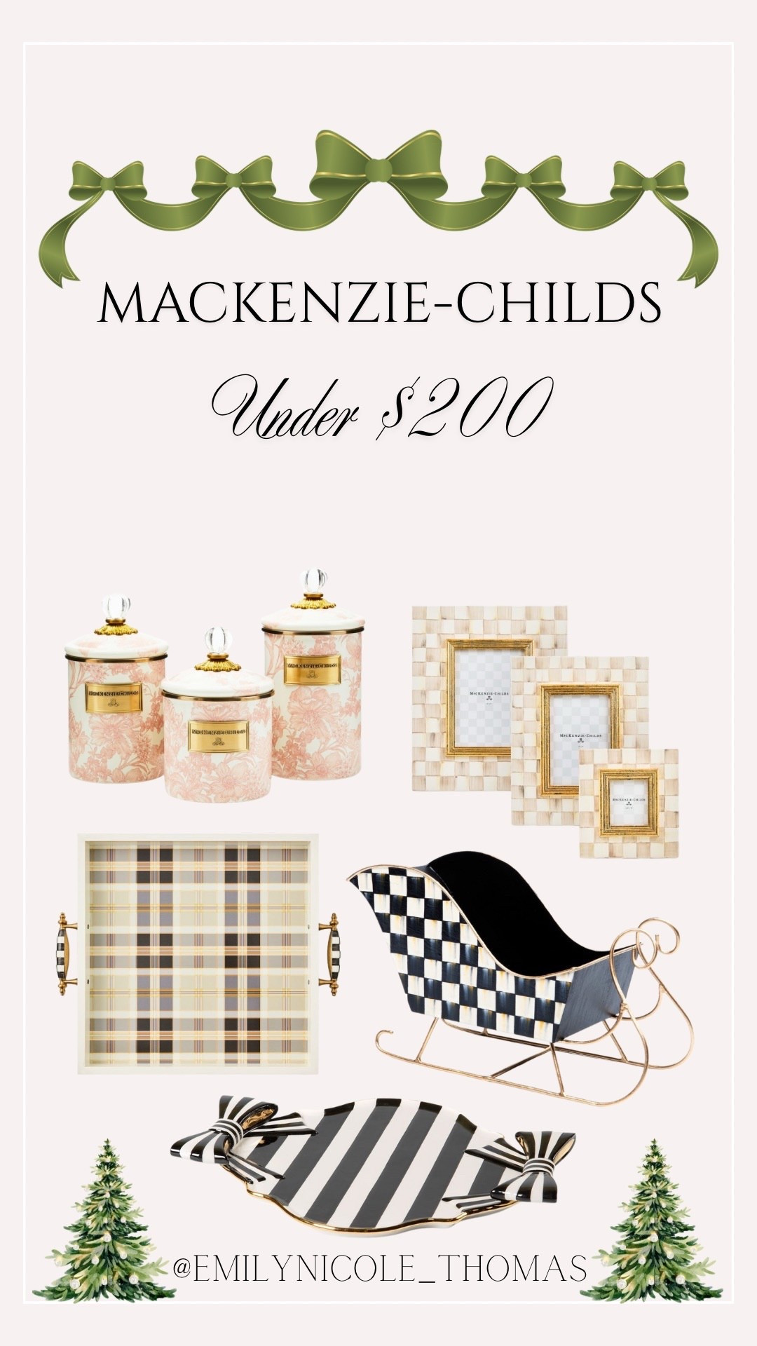 Mackenzie-Childs Gifts Under $200

Christmas wish list, Christmas gifts, gifts under $200, gifts for her, gifts for girlfriend, gifts for mom, gifts for mother in law, kitchen containers, picture frames, decorative tray, serving tray, decorative sleigh, Christmas decor

#LTKGiftGuide #LTKHome #LTKHoliday