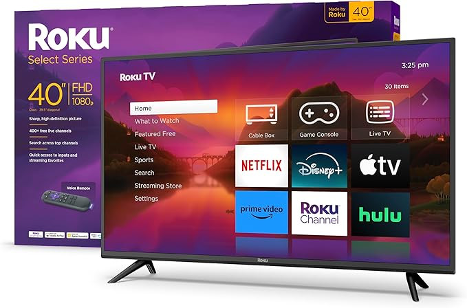 Roku Smart TV – 40-Inch Select Series 1080p Full HD RokuTV with Roku Voice Remote, Bright Pictu... | Amazon (US)