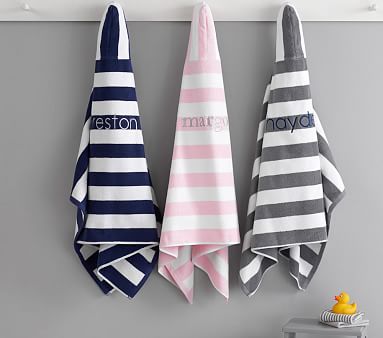 Rugby Stripe Kid Hooded Towels | Pottery Barn Kids