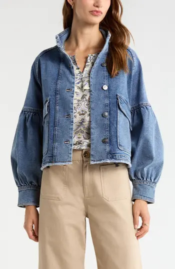 Treasure & Bond Blouse Sleeve Denim Jacket in Medium Wash at Nordstrom Rack, Size Large | Nordstrom Rack