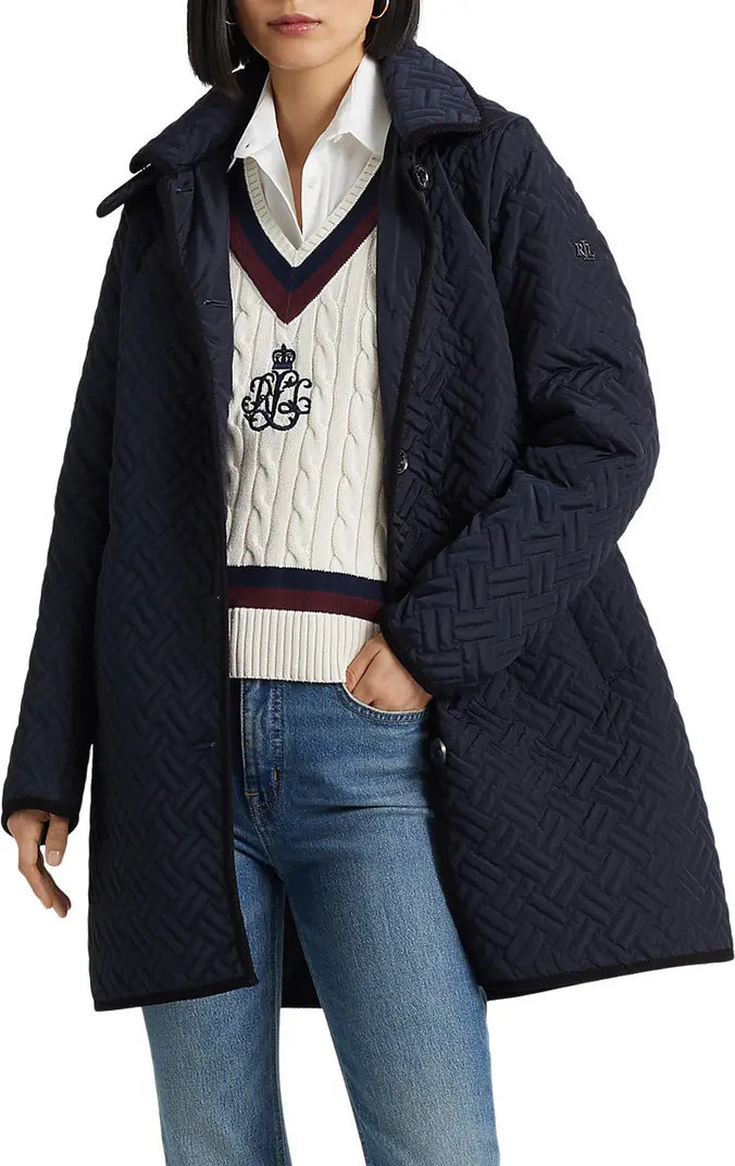 Lauren Ralph Lauren Quilted Snap Front Coat | Nordstrom | Nordstrom