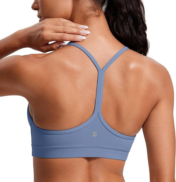 CRZ YOGA Butterluxe Womens Y Back Sports Bra - Padded Racerback Low Impact Spaghetti Thin Strap W... | Amazon (US)