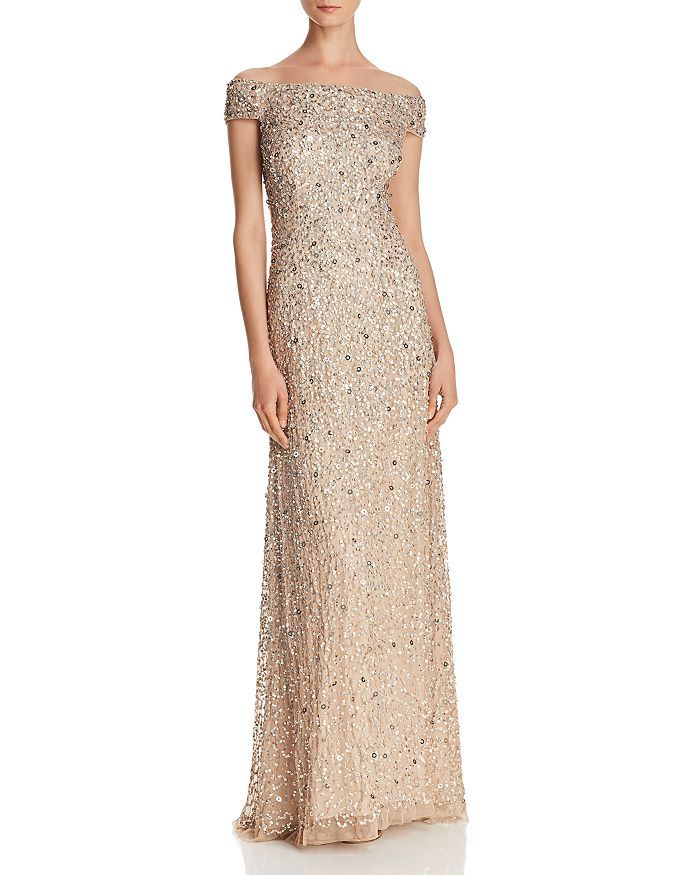 Off-the-Shoulder Sequined Gown | Bloomingdale's (US)
