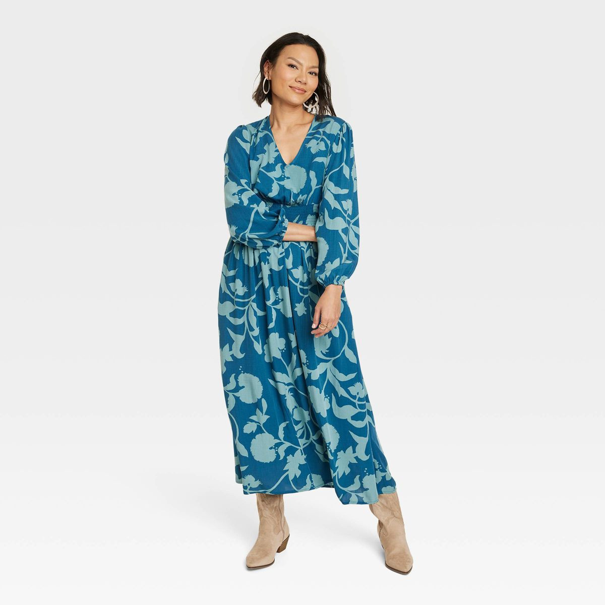  Long Sleeve Smocked Maxi Dress - Fall Dres | Target