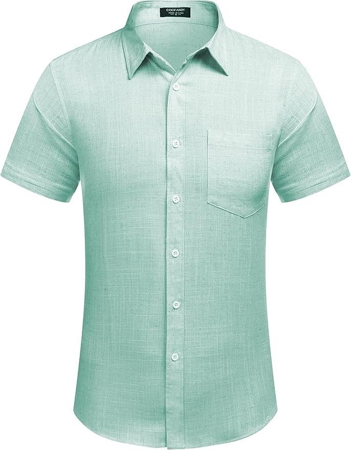COOFANDY Men's Linen Shirts Casual Button Down Short Sleeve Summer Beach Shirt Hawaiian Vacation ... | Amazon (US)