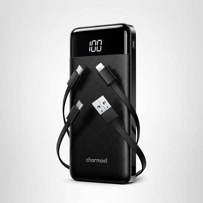 charmast Portable Charger with Built in Cables, Power Bank with Cords Wires, Slim 10000mAh Travel... | Amazon (US)