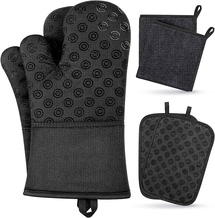 Oven Mitts and Pot Holders Set: 500℉ Heat Resistant Oven Gloves with Ovenmitts Hotpads and Kitc... | Amazon (US)