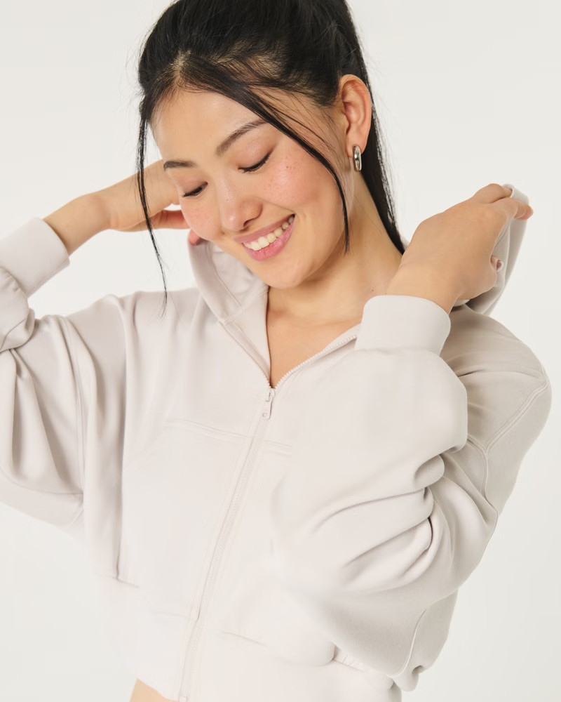 Gilly Hicks Active Cooldown Crop Zip-Up Hoodie | Hollister (US)