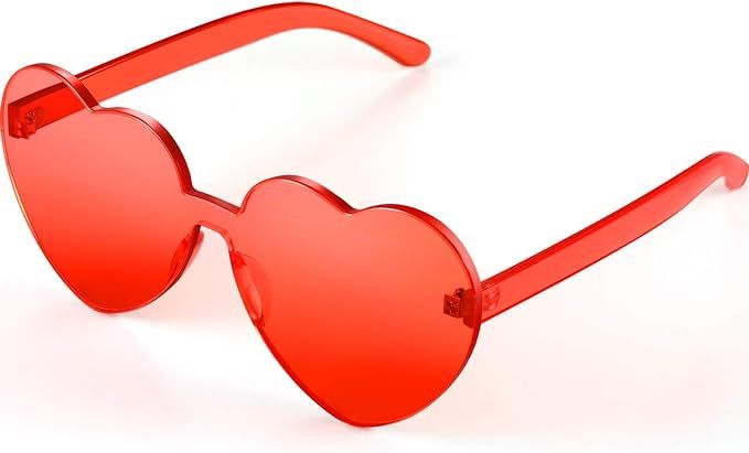 Maxdot Heart Shape Sunglasses Rimless Transparent Heart Glasses Party Favors | Amazon (US)