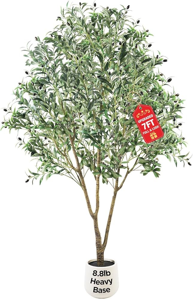 Large Olive Trees Artificial Indoor 7FT, Upgraded Faux Olive Tree with Realistic Leaves and Fruit... | Amazon (US)