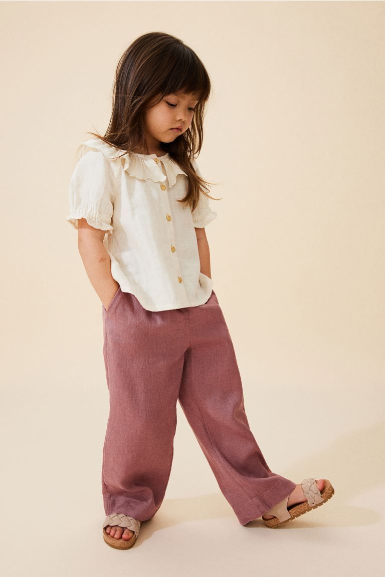 Linen Pants - Dark dusty pink - Kids | H&M US | H&M (US + CA)